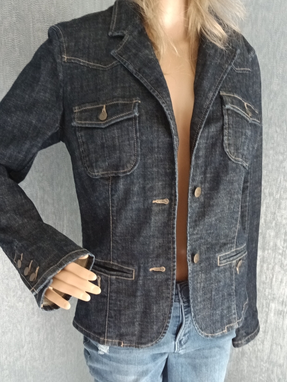 Eddie Bauer Dark Blue Denim Blazer Jacket